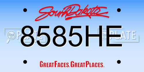 8585HE South Dakota License Plate