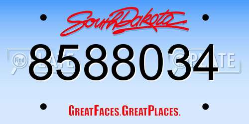 8588034 South Dakota License Plate
