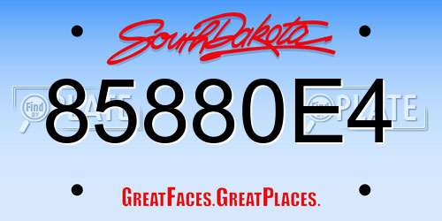 85880E4 South Dakota License Plate