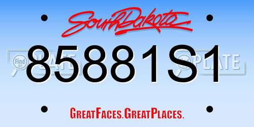 85881S1 South Dakota License Plate