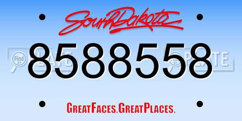 8588558 South Dakota License Plate