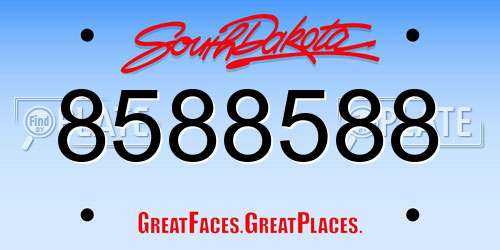 8588588 South Dakota License Plate