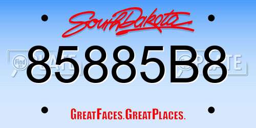 85885B8 South Dakota License Plate