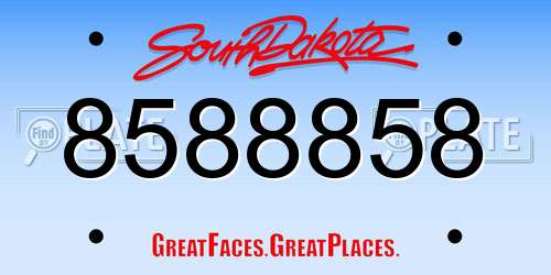 8588858 South Dakota License Plate