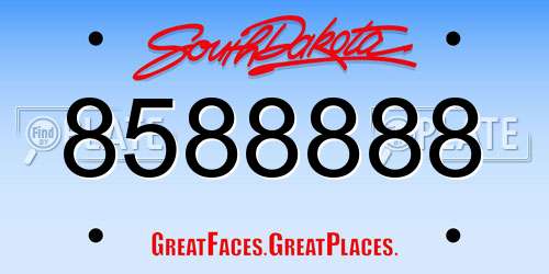 8588888 South Dakota License Plate