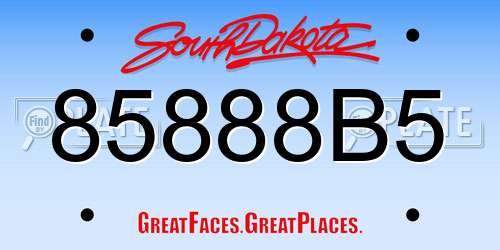 85888B5 South Dakota License Plate