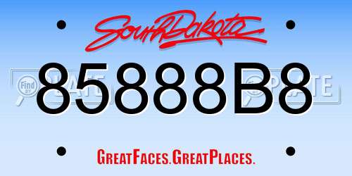 85888B8 South Dakota License Plate