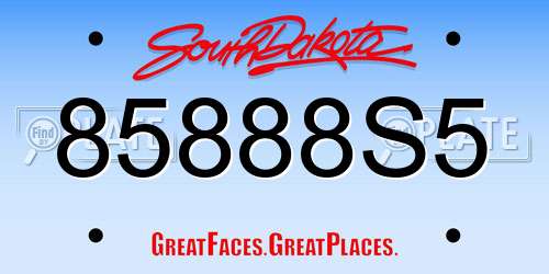 85888S5 South Dakota License Plate