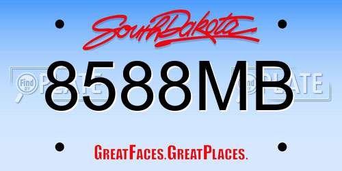 8588MB South Dakota License Plate