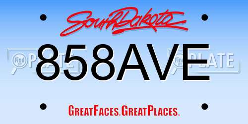 858AVE South Dakota License Plate