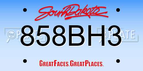 858BH3 South Dakota License Plate