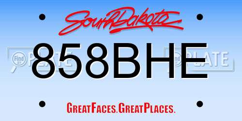 858BHE South Dakota License Plate