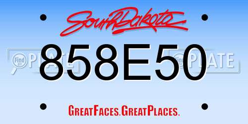 858E50 South Dakota License Plate