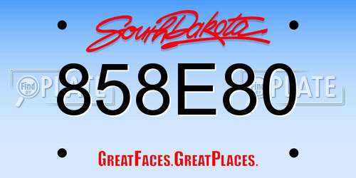 858E80 South Dakota License Plate