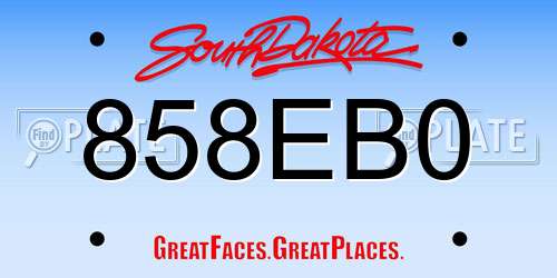 858EB0 South Dakota License Plate