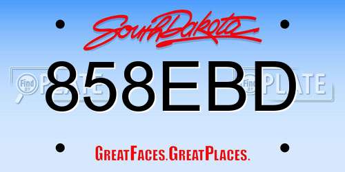 858EBD South Dakota License Plate
