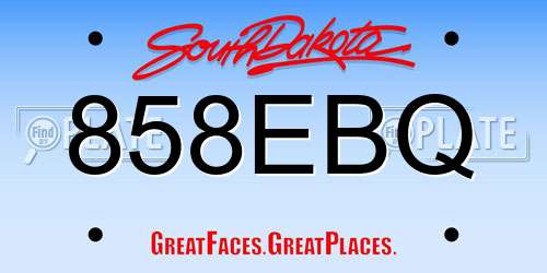 858EBQ South Dakota License Plate