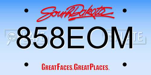 858EOM South Dakota License Plate