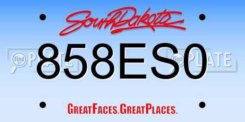 858ES0 South Dakota License Plate