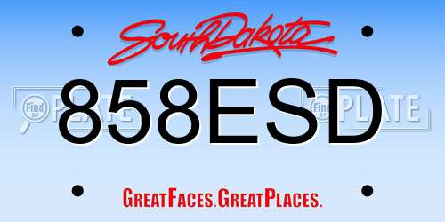 858ESD South Dakota License Plate