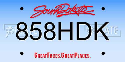 858HDK South Dakota License Plate