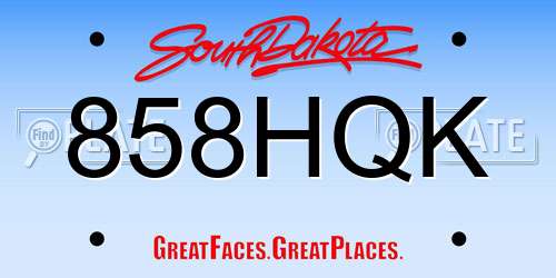 858HQK South Dakota License Plate