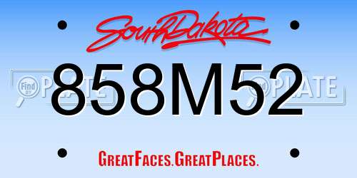 858M52 South Dakota License Plate