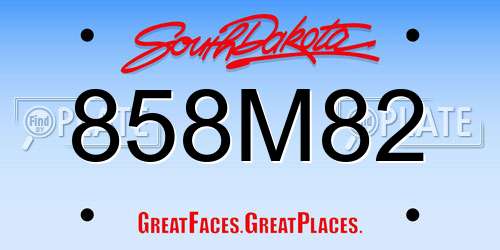 858M82 South Dakota License Plate