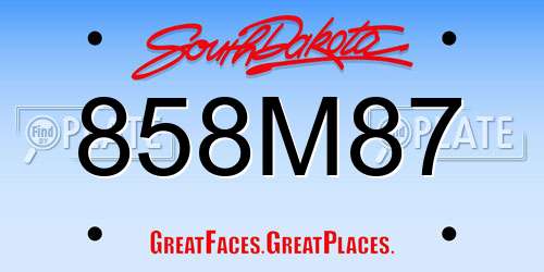 858M87 South Dakota License Plate