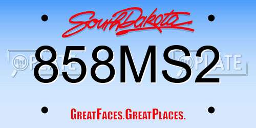 858MS2 South Dakota License Plate