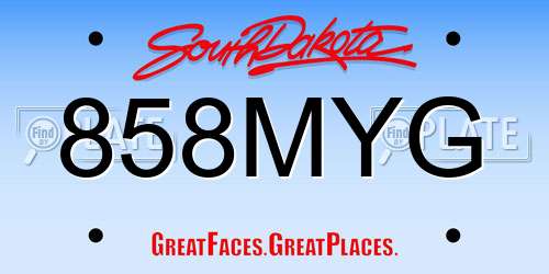 858MYG South Dakota License Plate