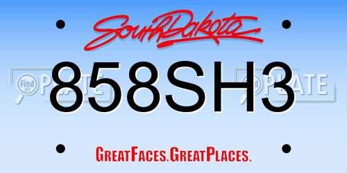 858SH3 South Dakota License Plate