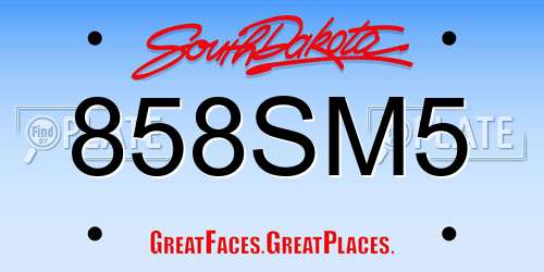 858SM5 South Dakota License Plate