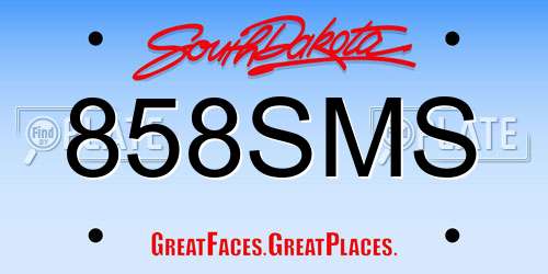 858SMS South Dakota License Plate