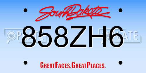 858ZH6 South Dakota License Plate