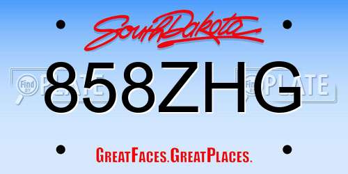 858ZHG South Dakota License Plate