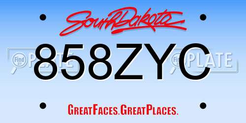 858ZYC South Dakota License Plate
