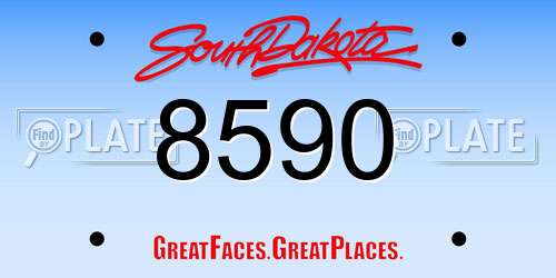 8590 South Dakota License Plate