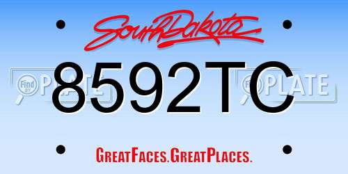 8592TC South Dakota License Plate