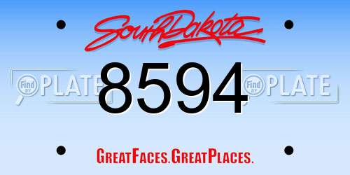 8594 South Dakota License Plate