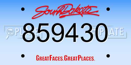 859430 South Dakota License Plate