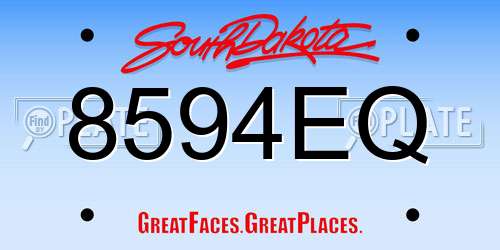 8594EQ South Dakota License Plate