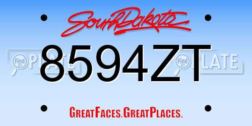 8594ZT South Dakota License Plate