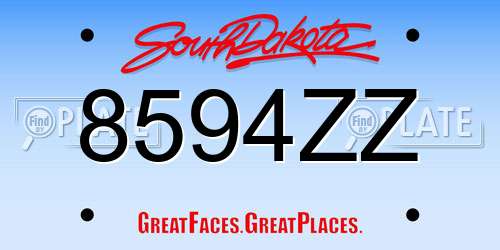 8594ZZ South Dakota License Plate