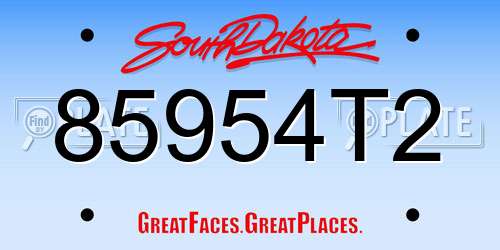 85954T2 South Dakota License Plate