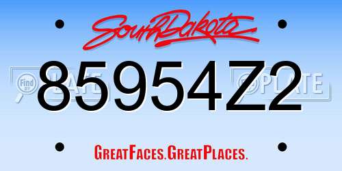 85954Z2 South Dakota License Plate