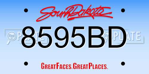 8595BD South Dakota License Plate