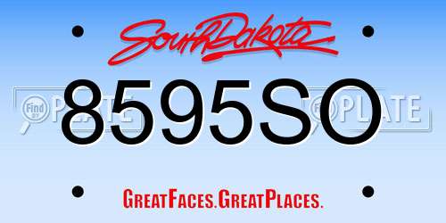 8595SO South Dakota License Plate