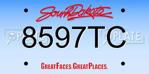 8597TC South Dakota License Plate