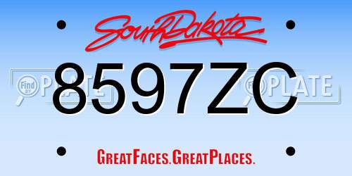 8597ZC South Dakota License Plate